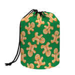 Cute Gingerbread Man Pattern Print Drawstring Makeup Bag