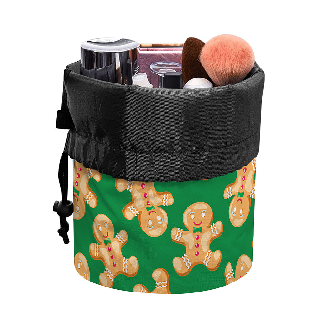 Cute Gingerbread Man Pattern Print Drawstring Makeup Bag