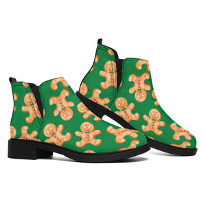 Cute Gingerbread Man Pattern Print Flat Ankle Boots