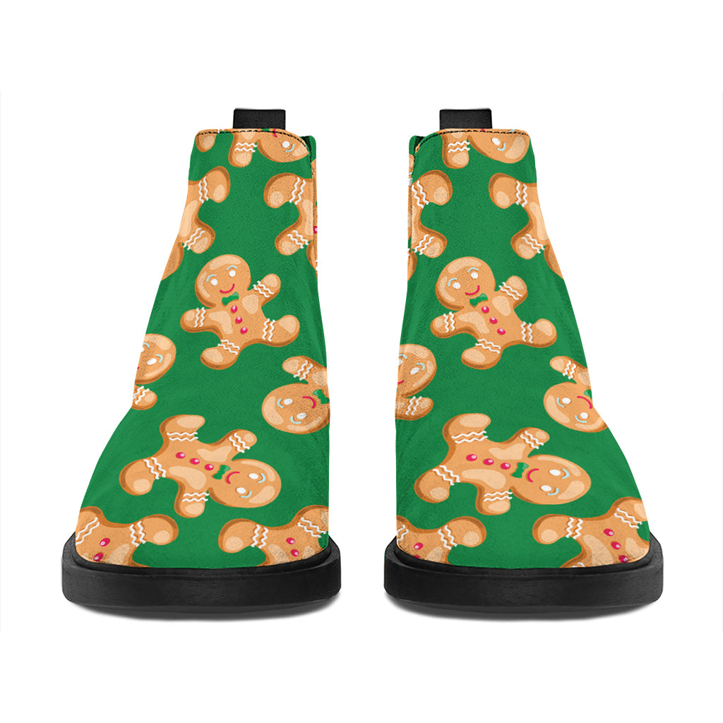 Cute Gingerbread Man Pattern Print Flat Ankle Boots