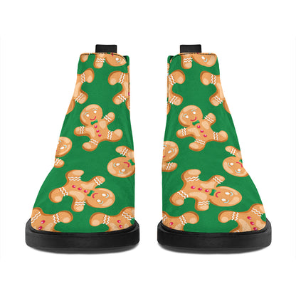 Cute Gingerbread Man Pattern Print Flat Ankle Boots