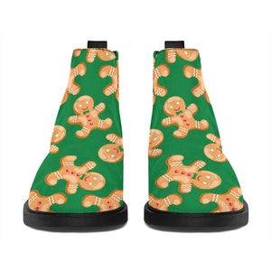 Cute Gingerbread Man Pattern Print Flat Ankle Boots