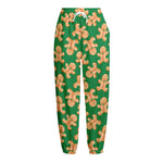Cute Gingerbread Man Pattern Print Fleece Lined Knit Pants