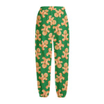Cute Gingerbread Man Pattern Print Fleece Lined Knit Pants