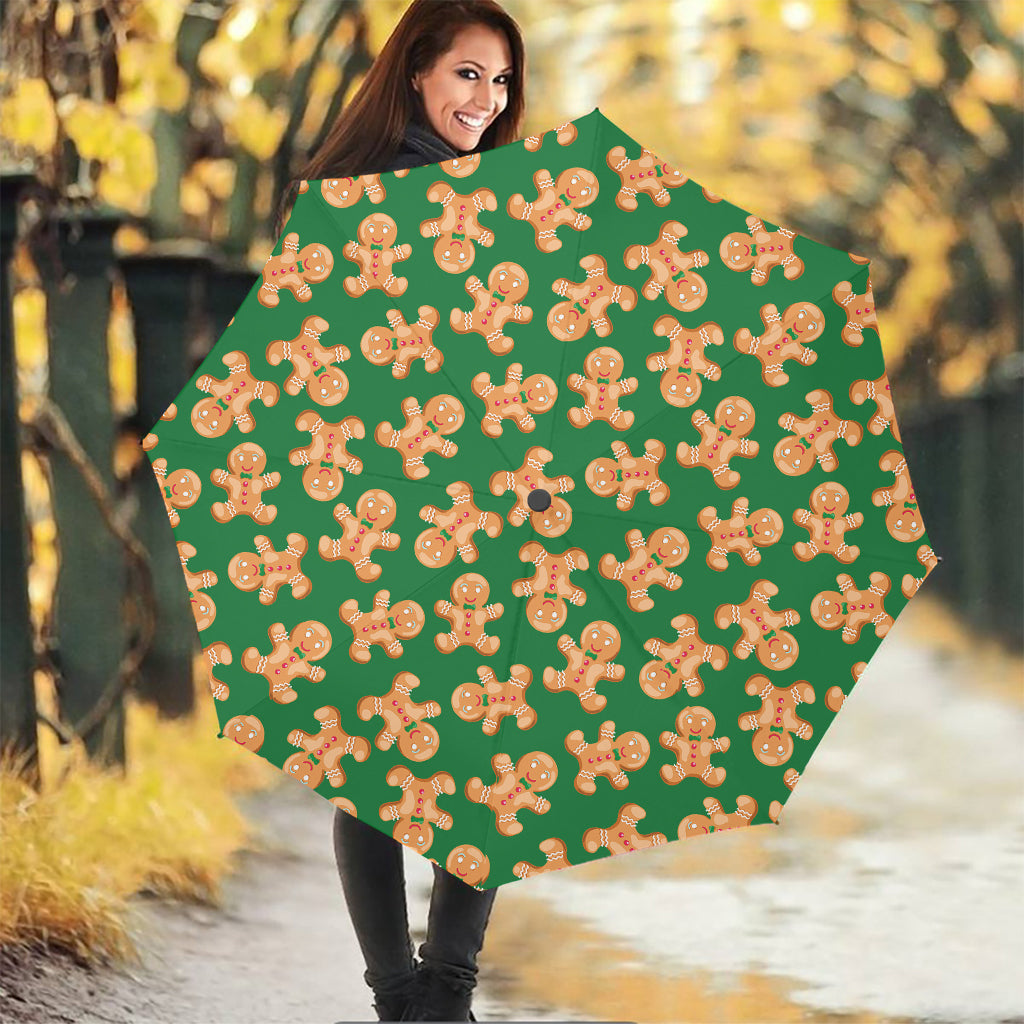 Cute Gingerbread Man Pattern Print Foldable Umbrella