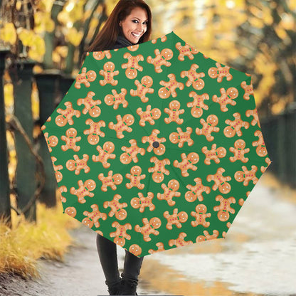Cute Gingerbread Man Pattern Print Foldable Umbrella