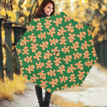 Cute Gingerbread Man Pattern Print Foldable Umbrella