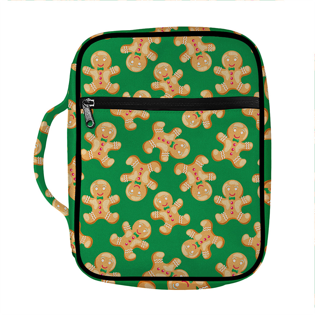 Cute Gingerbread Man Pattern Print Front Pocket Bible Bag