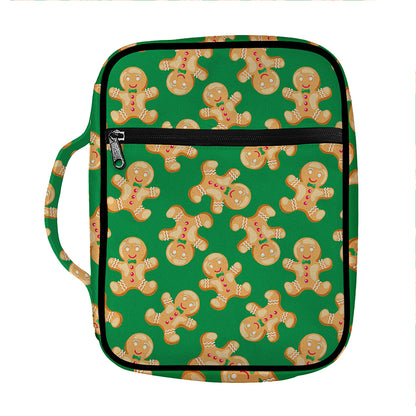 Cute Gingerbread Man Pattern Print Front Pocket Bible Bag