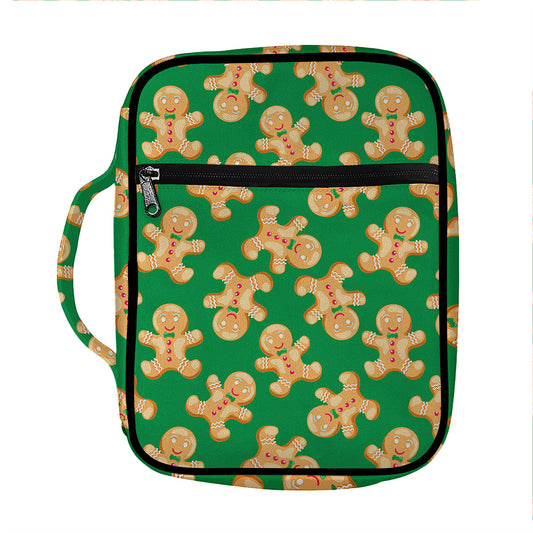 Cute Gingerbread Man Pattern Print Front Pocket Bible Bag