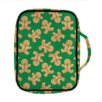 Cute Gingerbread Man Pattern Print Front Pocket Bible Bag
