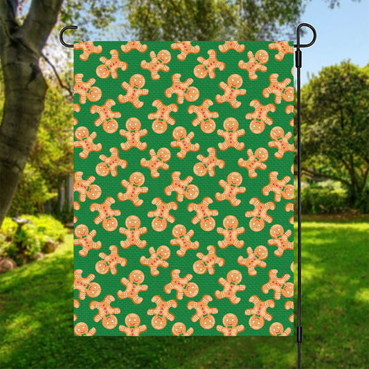 Cute Gingerbread Man Pattern Print Garden Flag
