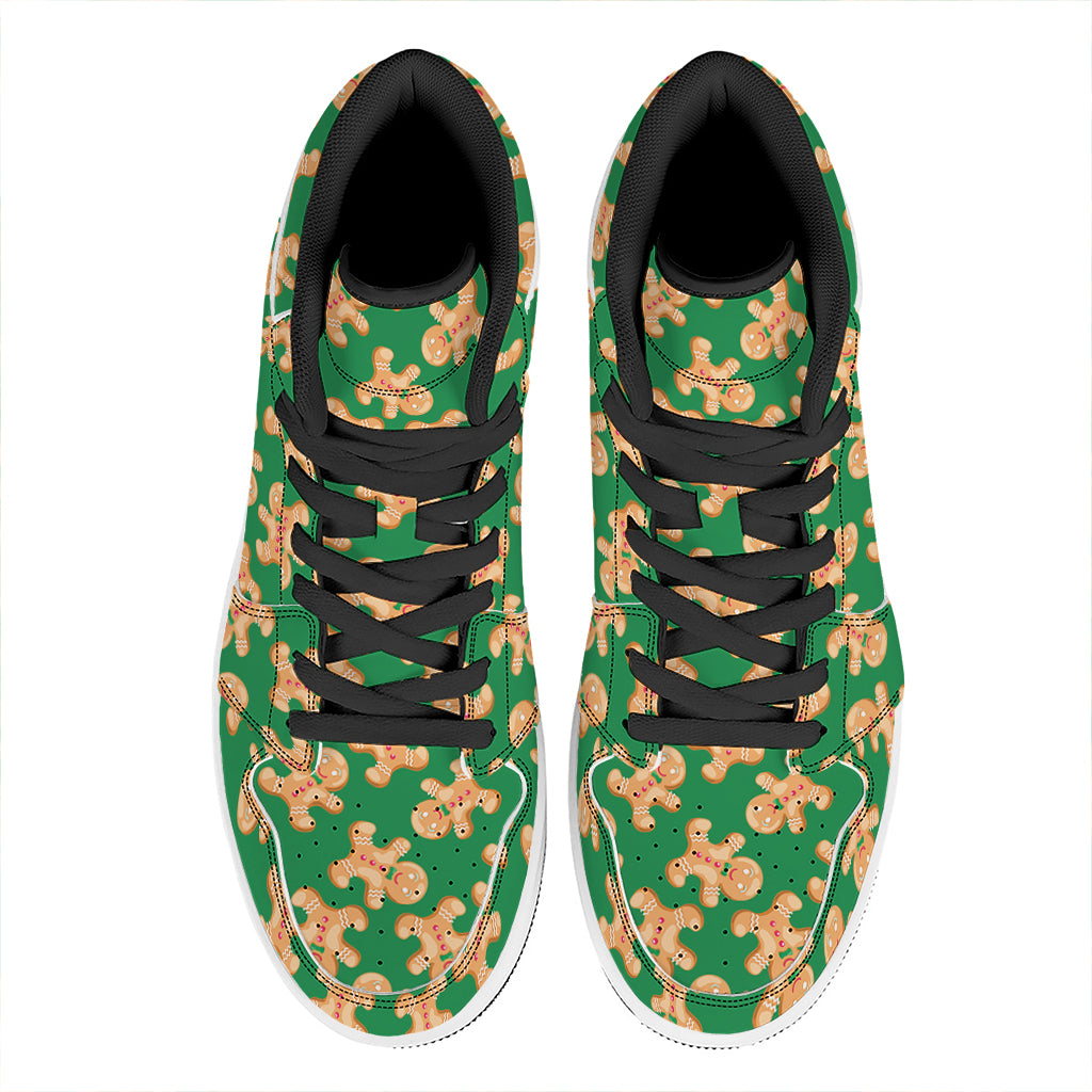 Cute Gingerbread Man Pattern Print High Top Leather Sneakers