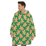 Cute Gingerbread Man Pattern Print Hoodie Blanket