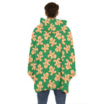 Cute Gingerbread Man Pattern Print Hoodie Blanket
