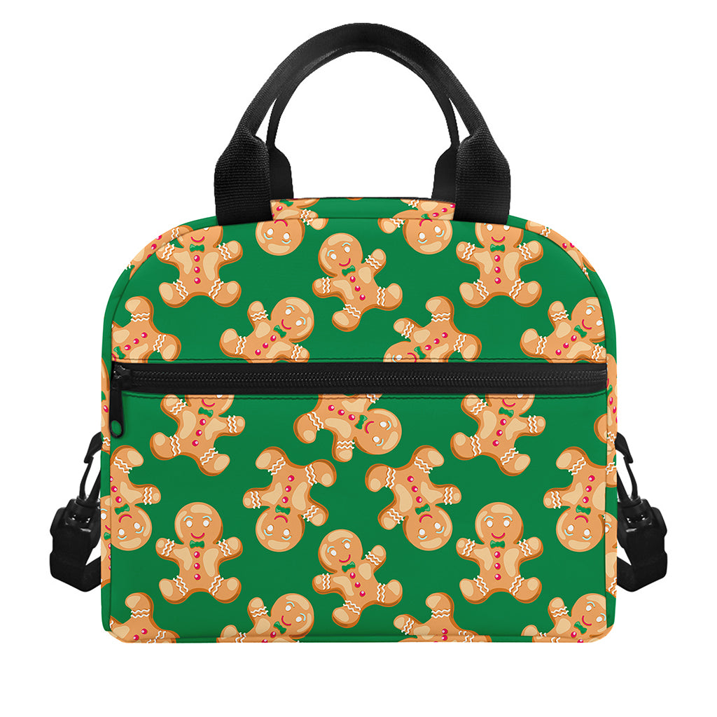 Cute Gingerbread Man Pattern Print Insulated Lunch Bag