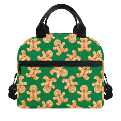 Cute Gingerbread Man Pattern Print Insulated Lunch Bag