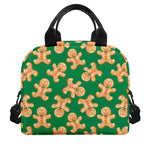 Cute Gingerbread Man Pattern Print Insulated Lunch Bag