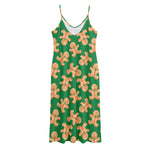 Cute Gingerbread Man Pattern Print Jersey Midi Cami Dress