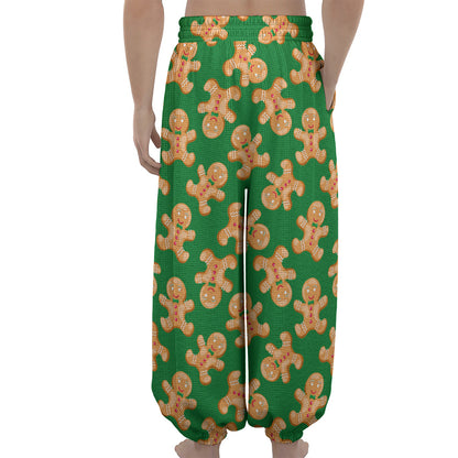 Cute Gingerbread Man Pattern Print Lantern Pants