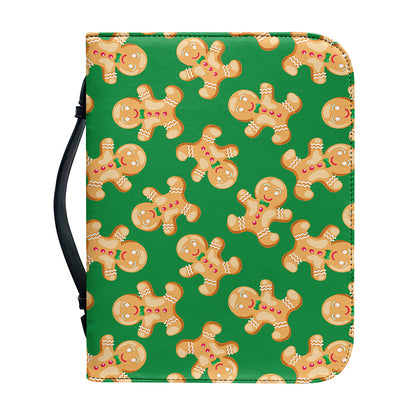 Cute Gingerbread Man Pattern Print Leather Bible Cover