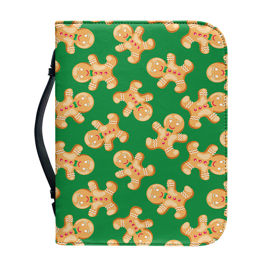 Cute Gingerbread Man Pattern Print Leather Bible Cover