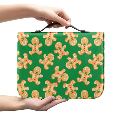 Cute Gingerbread Man Pattern Print Leather Bible Cover