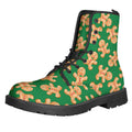 Cute Gingerbread Man Pattern Print Lace-Up Boots