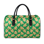Cute Gingerbread Man Pattern Print Leather Duffle Bag