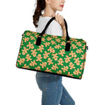 Cute Gingerbread Man Pattern Print Leather Duffle Bag