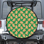 Cute Gingerbread Man Pattern Print Leather Spare Tire Cover