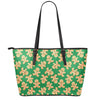 Cute Gingerbread Man Pattern Print Leather Tote Bag