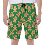 Cute Gingerbread Man Pattern Print Men's Beach Shorts