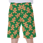 Cute Gingerbread Man Pattern Print Men's Beach Shorts