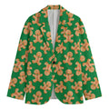 Cute Gingerbread Man Pattern Print Men's Blazer