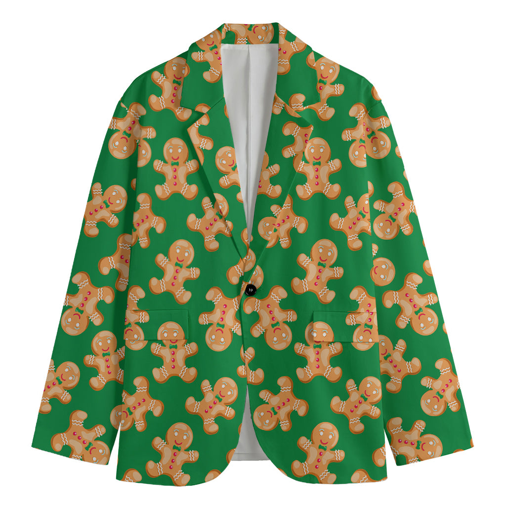 Cute Gingerbread Man Pattern Print Men's Blazer