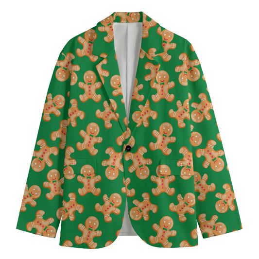 Cute Gingerbread Man Pattern Print Men's Blazer