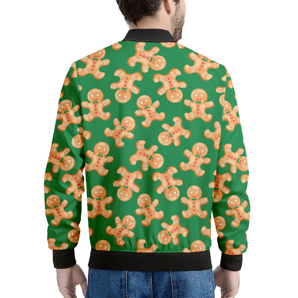 Cute Gingerbread Man Pattern Print Men's Bomber Jacket