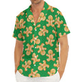 Cute Gingerbread Man Pattern Print Men's Deep V-Neck Shirt