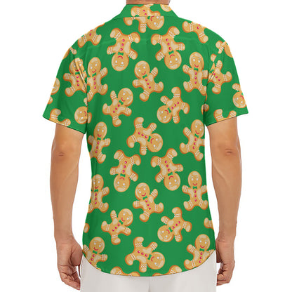 Cute Gingerbread Man Pattern Print Men's Deep V-Neck Shirt