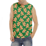 Cute Gingerbread Man Pattern Print Men's Fitness Tank Top