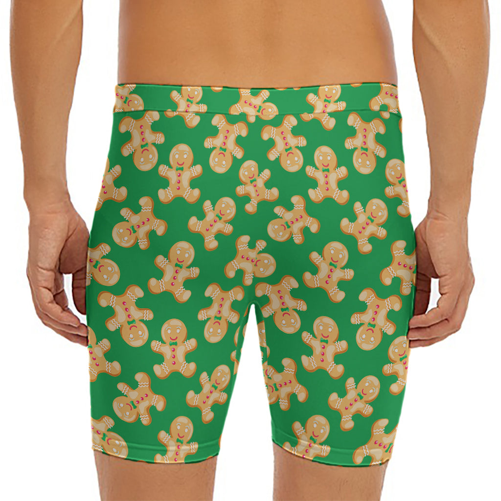 Cute Gingerbread Man Pattern Print Men's Long Boxer Briefs