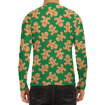 Cute Gingerbread Man Pattern Print Men's Long Sleeve Rash Guard