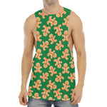Cute Gingerbread Man Pattern Print Men's Muscle Tank Top