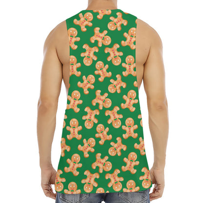Cute Gingerbread Man Pattern Print Men's Muscle Tank Top