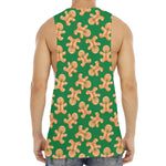 Cute Gingerbread Man Pattern Print Men's Muscle Tank Top