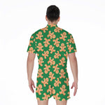 Cute Gingerbread Man Pattern Print Men's Rompers