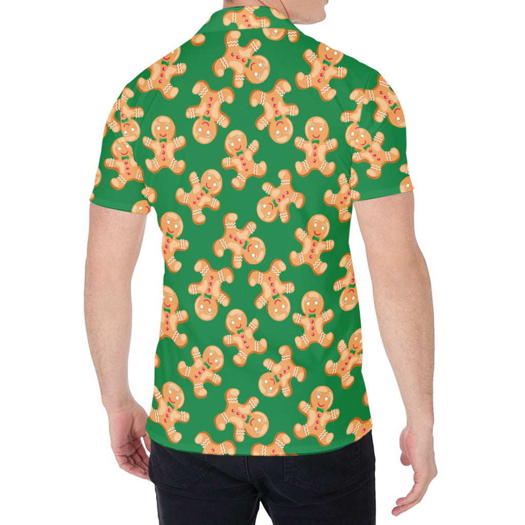 Cute Gingerbread Man Pattern Print Men's Shirt