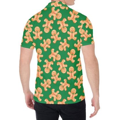 Cute Gingerbread Man Pattern Print Men's Shirt