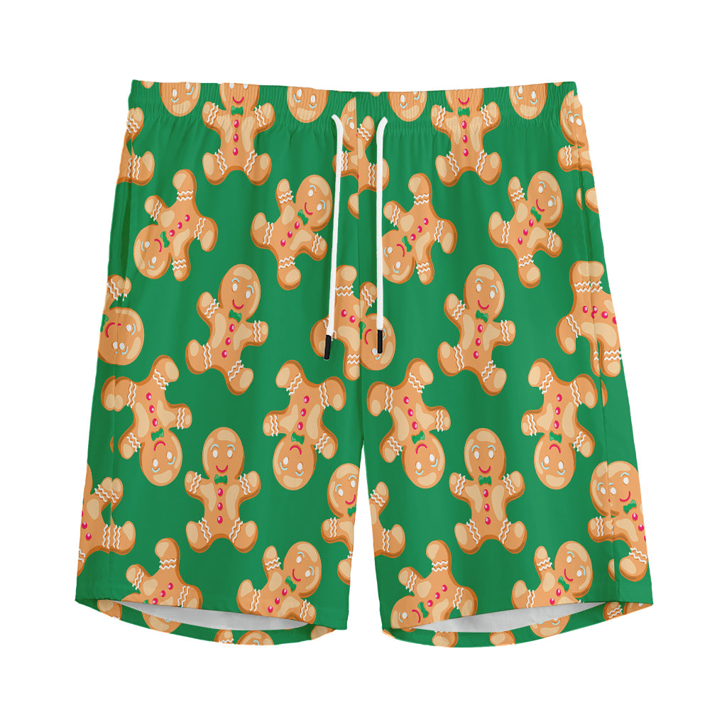 Cute Gingerbread Man Pattern Print Men's Sports Shorts